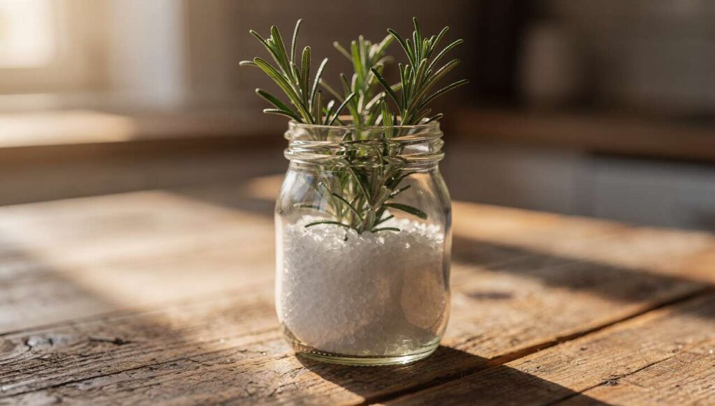Rosmarin und Salz im Glas: Warum dieser natürliche Raumduft laut Aromatherapeuten funktioniert